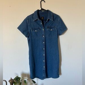 Lee Denim Shirt Dress in Medium Blue